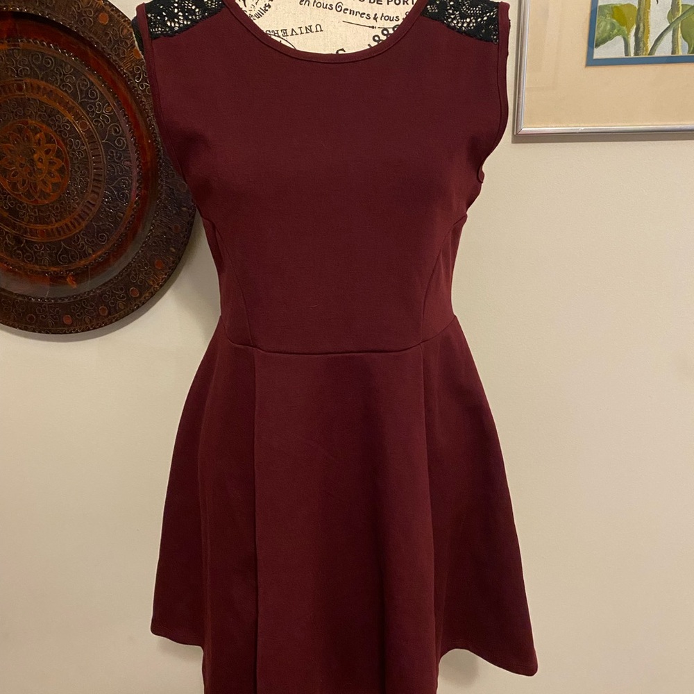 Keds Burgundy Mini Dress with Black Details